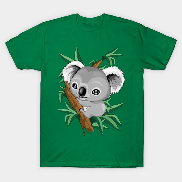 Koala Baby on Eucalypt Branch T-Shirt by BluedarkArt